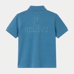 เสื้อโปโลผู้ชายสีน้ำเงิน แขนสั้น โลโก้ลายนูน ทรงลำลอง ใส่สบาย - Product Image 2