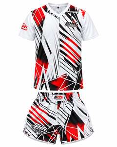 Conjunto de Entrenamiento de Muay Thai Personalizado para Hombre, Camiseta de Cuello en V Sublimada, Pantalones Cortos de Boxeo, Uniforme de Equipo de Lucha de Kickboxing - Product Image 1
