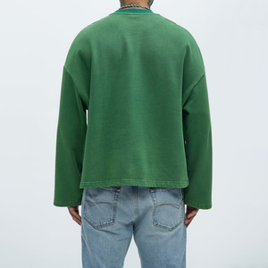 เสื้อสเวตเชิ้ตคอกลมสีเขียวขนาดใหญ่พิมพ์ลายสไตล์วินเทจสำหรับผู้ชาย เสื้อพูลโอเวอร์สำหรับใส่ในฤดูใบไม้ร่วง ผลิตจากผ้าฝ้ายเฟรนช์เทอร์รี่ แขนยาว - Product Image 2