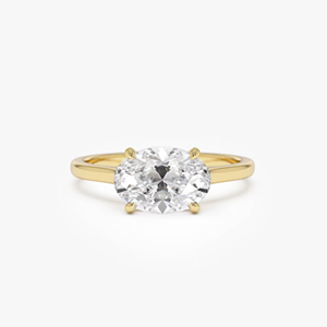 Anillo de Compromiso con Diamante de Corte Ovalado, Oro Amarillo para Mujer, Estilo Clásico, Joyería con Diamante Natural - Product Image 3