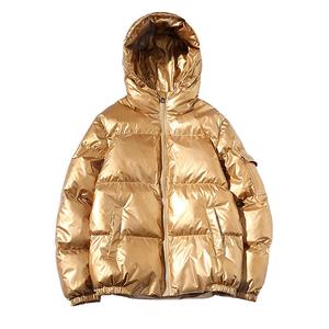 Custom Metallic <b>Hooded</b> Puff Bubble Jacket Full Zip Down Windbreaker Quilted Padded <b>Coat</b> Bomber Streetwear Puffer Jacket <b>Men</b> - Product Image 4