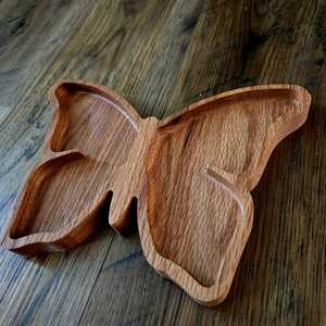 Wholesale Rustic Wooden Home Accent Tray Decorative Butter Fly Shape Serving Tray for Coffee <b>Table</b> <b>Dining</b> <b>Table</b> and Kitchen - Product Image 3