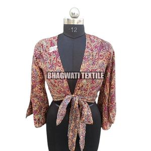 Blusa de mujer de seda vintage de último diseño estilo bohemio moda de verano ropa de playa informal impresa - Product Image 2