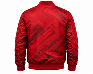 เสื้อแจ็คเก็ตบอมเบอร์สีแดงสำหรับผู้ชายแบบสั่งทำพิเศษ  ซิปเต็มตัว น้ำหนักเบา  วัสดุโพลีเอสเตอร์  กันลม  สไตล์ลำลอง  สตรีทแวร์  รับผลิตแบบ OEM ODM - Product Image 4