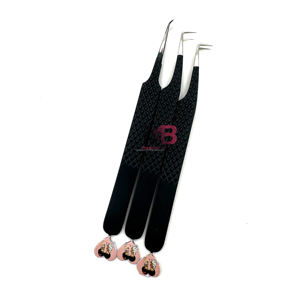 แหนบต่อขนตาปลายแหลม ทำจากสแตนเลส ป้องกันไฟฟ้าสถิต ทนทาน คุณภาพดี พร้อมปลายไฟเบอร์ รับทำโลโก้แบรนด์ส่วนตัว - Product Image 5