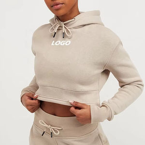 OEM 2025 Spring Jogger <b>Jumpers</b> Gym Custom Workout 2 Piece Women Set Crop Top Oversize Hoodie Women Sweatshirt Sets - Product Image 5