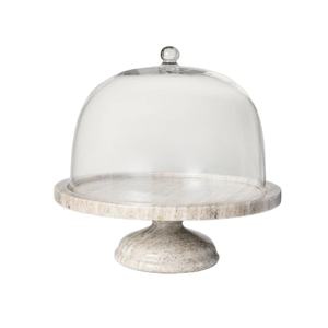 Soporte de lujo para tartas de mármol con cúpula de cristal transparente y base de piedra, elegante exhibidor de postres para mesa de cocina o panadería, ¡en tendencia! - Product Image 1