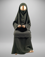 Tenue de mariage islamique modeste deux pièces pour bébé fille, respirante, séchage rapide, grande taille, longueur ras du sol, manches longues, couleur unie