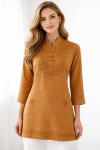 Women's <b>Viscose</b> Embroidered Shirt <b>Top</b> Manufacturer Beachwear Casual Long Sleeves - Product Image 5