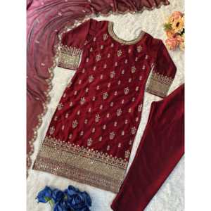 Ensemble haut et pantalon de soirée avec Dupatta fantaisie pour femmes - Product Image 2