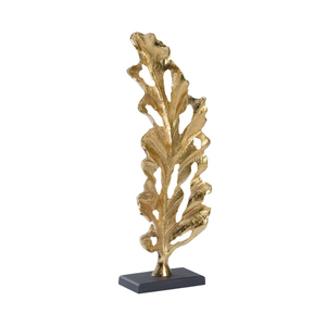 Escultura moderna de hoja dorada sobre soporte, figura de hoja para decoración de lujo en la sala de estar, mesa de centro, accesorios de arte. - Product Image 5