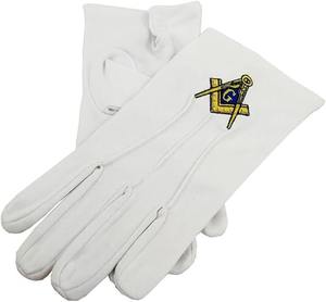 Gants de Maître Ancien Maçon en Coton 100% brodés à la machine, élégants, couleur blanche, tissu en coton - Product Image 4