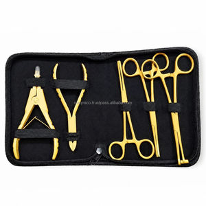 Pro Gold High Quality Pink Stainless Steel Body <b>Piercing</b> Tool <b>Kit</b> Durable Tattoo and Permanent Makeup Instrument Set - Product Image 1