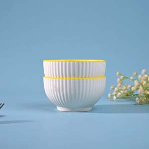 Free Sample Unique Floral Patterned Japandi Style Porcelain Bowls Eco-Friendly <b>Microwave</b> & Oven Safe (<b>Set</b> of 2) - Product Image 1