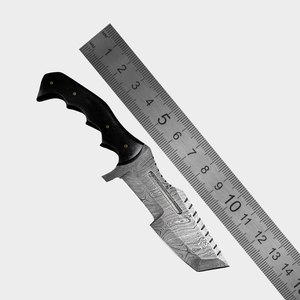 Couteau Tanto Kimura artisanal en acier Damas, lame fixe, manche en Micarta, étui en cuir, couteau utilitaire pour le camping en plein air - Product Image 1