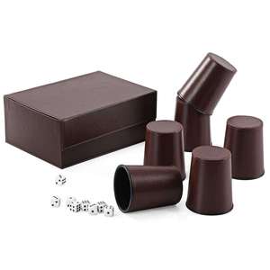 Gobelet à dés de luxe en cuir PVC avec doublure en flanelle, plateau porte-dés pour 5 dés, idéal pour bars, KTV, fêtes et jeux en famille - Product Image 4