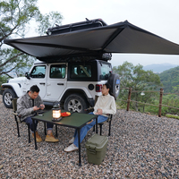 Auvent latéral de voiture à 180 degrés, 460x200cm en position ouverte, 19,8kg, cadre en aluminium, PU3000mm, compatible avec les hayons arrière