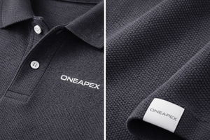 Camiseta Polo de Algodón Negra para Hombre ONEAPEX, Manga Corta, Color Sólido, Informal, Transpirable, Tejido Oxford, Logotipo Bordado en la Parte Delantera - Product Image 6