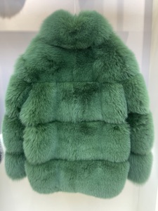 Handsome Men's Green Real Fox Fur Coat <b>Winter</b> Warm <b>Quilted</b> Patchwork Genuine Fur Jacket Streetwear - Product Image 4