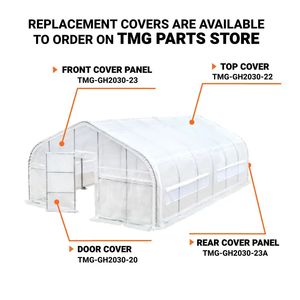 Tenda da serra a Tunnel da 20X30 + 12 Mil Ripstop con rivestimento in rete Leno con telaio a freddo con finestre avvolti a soffitto a picco TMG-GH2030 giardino - Product Image 3