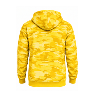 Sweat à capuche camouflage jaune doré pour homme, imprimé camouflage, en polaire, avec poche kangourou et cordon de serrage, décontracté, pour l'extérieur - Product Image 2