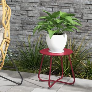 Tavolino Laterale in Metallo per Esterni, Resistente alle Intemperie, Portatile, per Giardino, Balcone, Cortile - Product Image 3