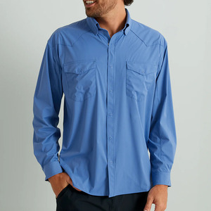 Chemises décontractées boutonnées pour hommes UPF 50, respirantes et anti-humidité, idéales pour la pêche au printemps, vêtements d'extérieur tissés à manches courtes - Product Image 1