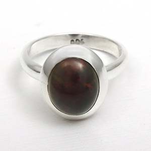 Bezel Setting Oval Cut Black Opal Gemstone Band Ring Crafted From 925 <b>Solid</b> Sterling <b>Silver</b> Available At Reasonable Price - Product Image 1