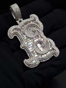Pendentif Alphabet B en Moissanite, entièrement pavé de pierres baguette, plaqué argent massif, micro-pavé, breloque à thème, pour usage quotidien - Product Image 4