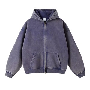 Sweat à capuche surdimensionné en molleton 100 % coton, personnalisé, délavé à l'acide, avec motif imprimé en relief - Product Image 1