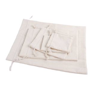 Bolsas con cordón redondas de algodón de lino elegante de alta calidad Bolsa con cordón de algodón para fiesta de boda - Product Image 1