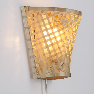 Handweave Natural Bamboo Round Wall Hanging Sconce Ring Wall-mounted Lamps Decorative Sconces for Bedroom - Product Image 6