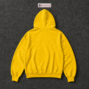 Oversized Bright <b>Yellow</b> Gothic <b>Hoodie</b> With Studded Cross Design Rhinestone Sleeves Unisex Streetwear Pullover Hooded Sweatshirt - Product Image 6