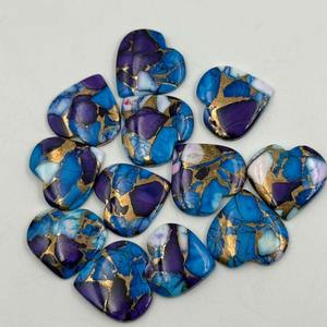 Turquesa Cobre Violeta Natural Personalizable, Gema Suelta en Forma de Corazón Liso para Fabricación de Joyería DIY, Venta al por Mayor para Compradores de Fábrica - Product Image 2