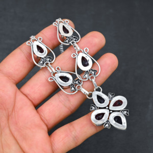 Collar Personalizado de Amatista Creada en Laboratorio con Forma de Pera, Piedra de Amatista de 10x14mm, Plata de Ley, 18 Pulgadas, Regalo de Boda - Product Image 2