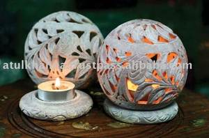 Le dernier bougeoir en stéatite naturelle sculpté belle conception de fleurs pour la décoration de la maison meilleur fabricant et fournisseur indien - Product Image 3