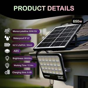 Lampe solaire Homehop pour extérieur, 650 watts, automatique, étanche, sans fil, pour jardin, balcon, allée, pelouse et terrasse - Product Image 4