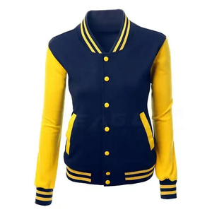 Women's Color Block Varsity Jacket <b>Covered</b> <b>Button</b> Knitted Bomber Coat Breathable Windproof Winter Women Letterman Jacket - Product Image 1