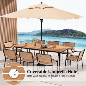 Mesa de Comedor para Exterior de Madera de Acacia de 79 Pulgadas para 8 Personas con Orificio para Sombrilla - Product Image 6