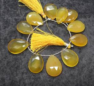 Cuentas facetadas de calcedonia amarilla AAA en forma de pera de 15x22 mm, cuentas de calcedonia en forma de pera para la fabricación de joyas, collares, pulseras, pendientes, a granel - Product Image 1