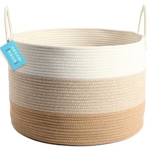 Solution de rangement pour la maison, panier à linge élégant, panier de couleur neutre, panier de rangement beige, panier en corde souple, panier à linge durable - Product Image 5