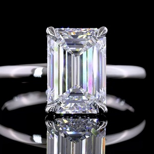 Luxury 3ct Emerald Cut Diamond Engagement Ring IGI Certified Solid White Gold Solitaire Ring for Women Custom Fine Jewelry - Product Image 3
