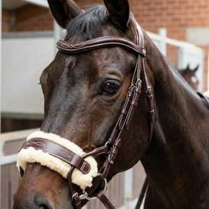 Brida Anatómica Premium de Cuero Marrón para Caballo con Narquera Acolchada de Piel de Oveja de Fácil Desmontaje y Costuras Decorativas - Equipo de Salto al por Mayor - Product Image 2