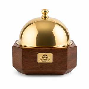 Casserole isotherme à double paroi en bois et acier inoxydable, finition noyer, style arabe, pour service de plats chauds, fournisseur de casseroles - Product Image 5