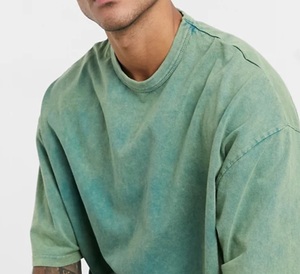 Camisetas de algodón de 260 g/m² de estilo urbano para hombre, con lavado ácido, al por mayor, lisas, desgastadas, de corte holgado y oversize - Product Image 3