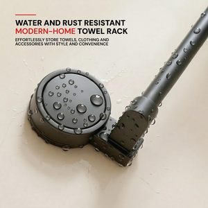 Porte-serviettes mural sans perçage avec revêtement en poudre, design moderne pour salle de bain, disponible au prix le plus bas - Product Image 6