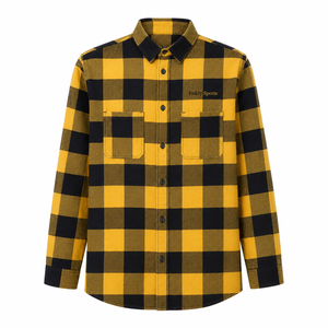Camisa de Franela a Cuadros Amarilla y Negra para Hombre, de Manga Larga, con Botones, Estilo Casual y Urbano, Talla Grande - Product Image 2