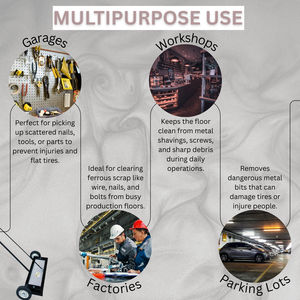 Barredora magnética de alta resistencia de 24 pulgadas para recoger piezas metálicas pequeñas de la superficie, las ruedas y el mango - Product Image 5