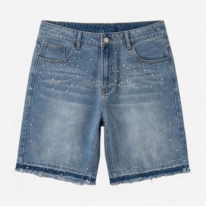 Nouvelle Tendance en Promotion : Shorts en Jean Homme de Haute Qualité, Taille Élastique, Prix Abordable, avec Strass - Product Image 1