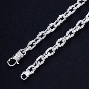 Real Silver VVS Moissanite Oval Link <b>Chain</b> Necklace <b>Iced</b> <b>Out</b> Oval Paperclip Link Choker Hip Hop Jewelry Pass Diamond Tester - Product Image 1